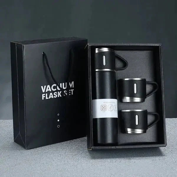 3 Cup 500 Ml Double-layer Stainless Steel Vacuum Flask Set