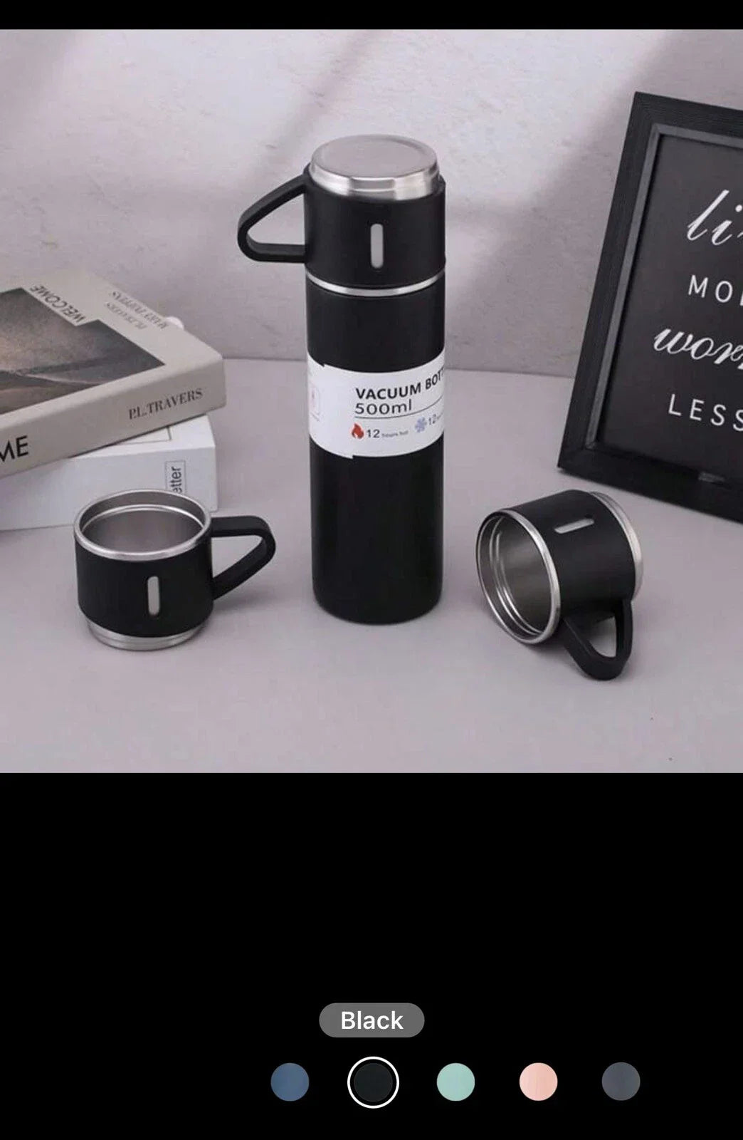 3 Cup 500 Ml Double-layer Stainless Steel Vacuum Flask Set
