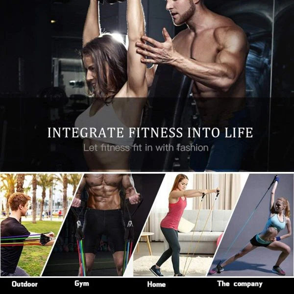 11 Piece Power Resistance Band Set Strength Training Yoga Sports Fitness Band