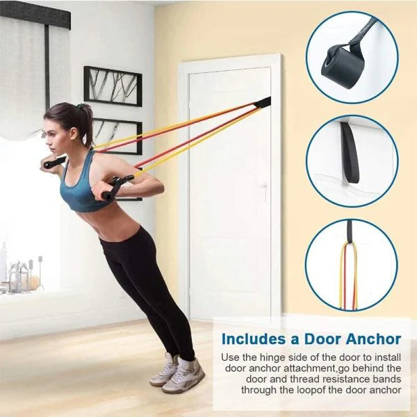 11 Piece Power Resistance Band Set Strength Training Yoga Sports Fitness Band