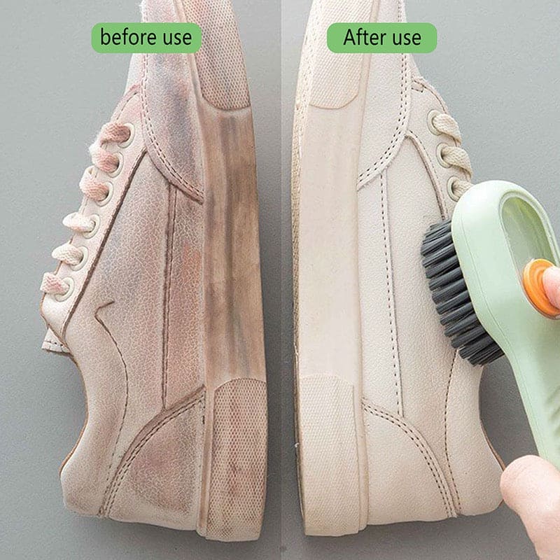 02Pcs Multi-purpose Shoe Brush Soft Bristle Automatic Liquid Long Handle Cleaning Brush Clothes Board Brush Household Cleaning Tools