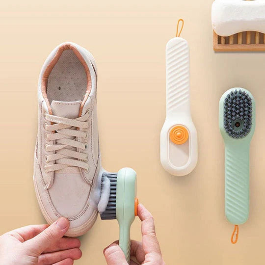 02Pcs Multi-purpose Shoe Brush Soft Bristle Automatic Liquid Long Handle Cleaning Brush Clothes Board Brush Household Cleaning Tools