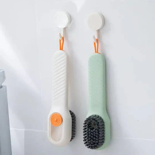 02Pcs Multi-purpose Shoe Brush Soft Bristle Automatic Liquid Long Handle Cleaning Brush Clothes Board Brush Household Cleaning Tools