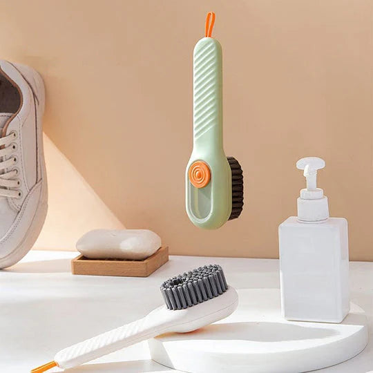 02Pcs Multi-purpose Shoe Brush Soft Bristle Automatic Liquid Long Handle Cleaning Brush Clothes Board Brush Household Cleaning Tools