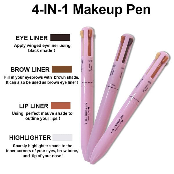 4 In 1 Waterproof Makeup Pen Eyebrow Pencil Long Lasting Easy Lip Color Liner Highlight Lying Silkworm Eyeliner Pen Makeup Tools