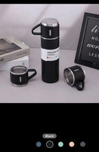 3 Cup 500 Ml Double-layer Stainless Steel Vacuum Flask Set