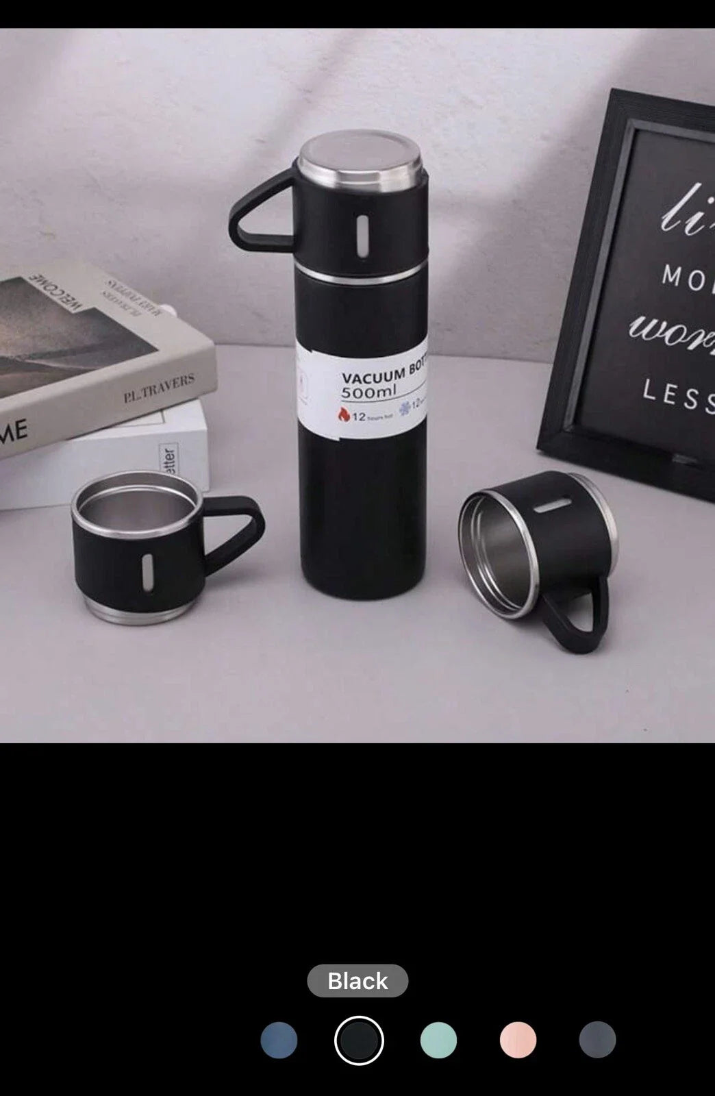 3 Cup 500 Ml Double-layer Stainless Steel Vacuum Flask Set