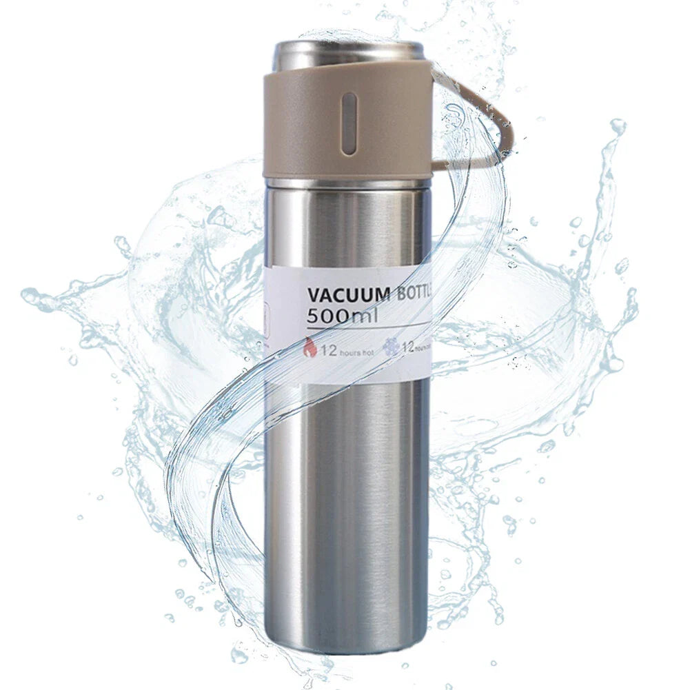 3 Cup 500 Ml Double-layer Stainless Steel Vacuum Flask Set