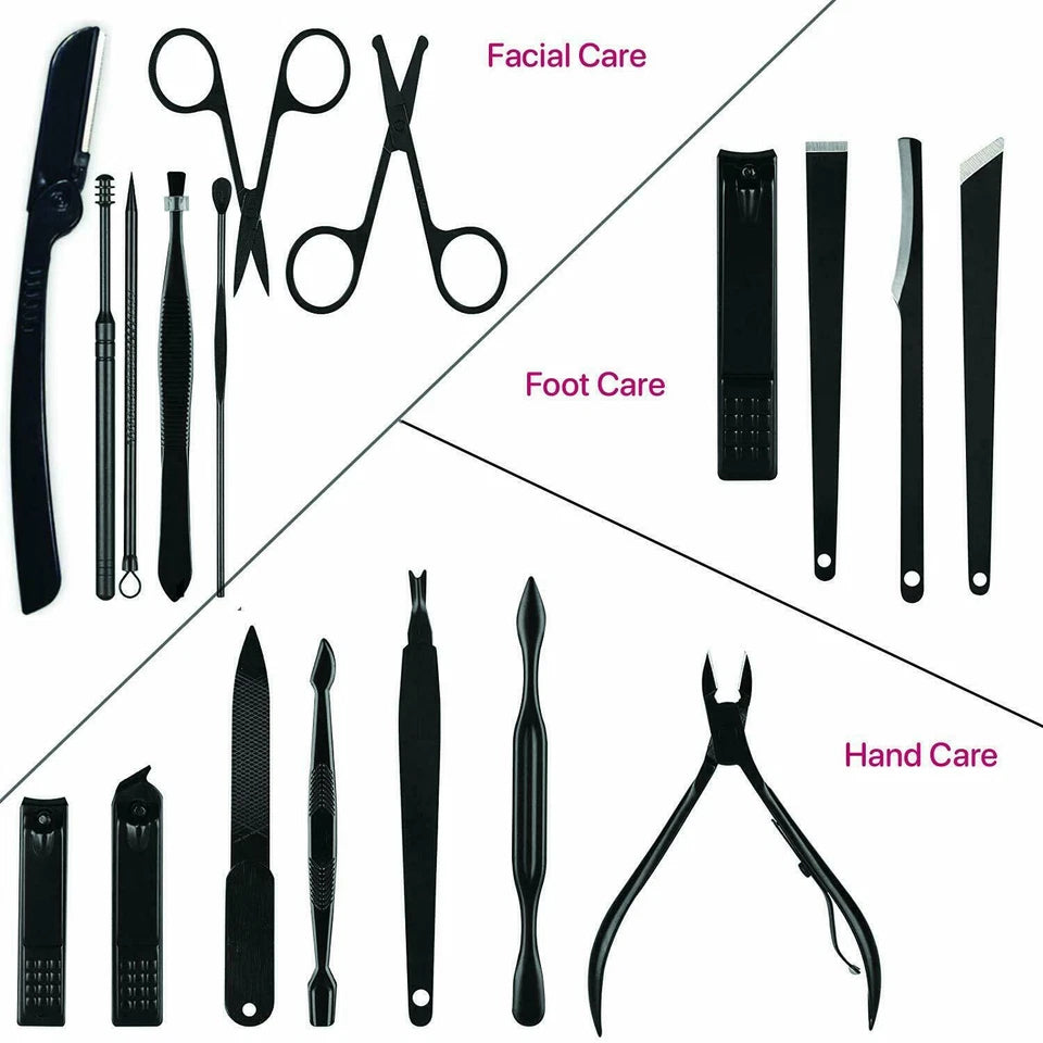 16-in-1 Stainless Steel Manicure & Pedicure Kit – Nail Clippers, Ear Pick & Grooming Set for Home Use