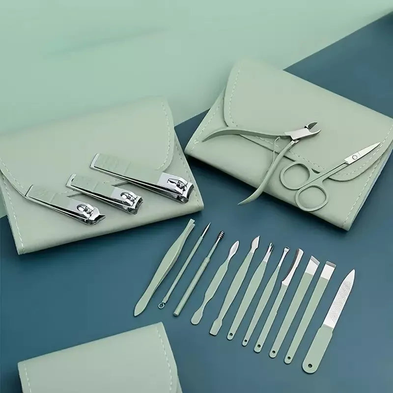 16-in-1 Stainless Steel Manicure & Pedicure Kit – Nail Clippers, Ear Pick & Grooming Set for Home Use